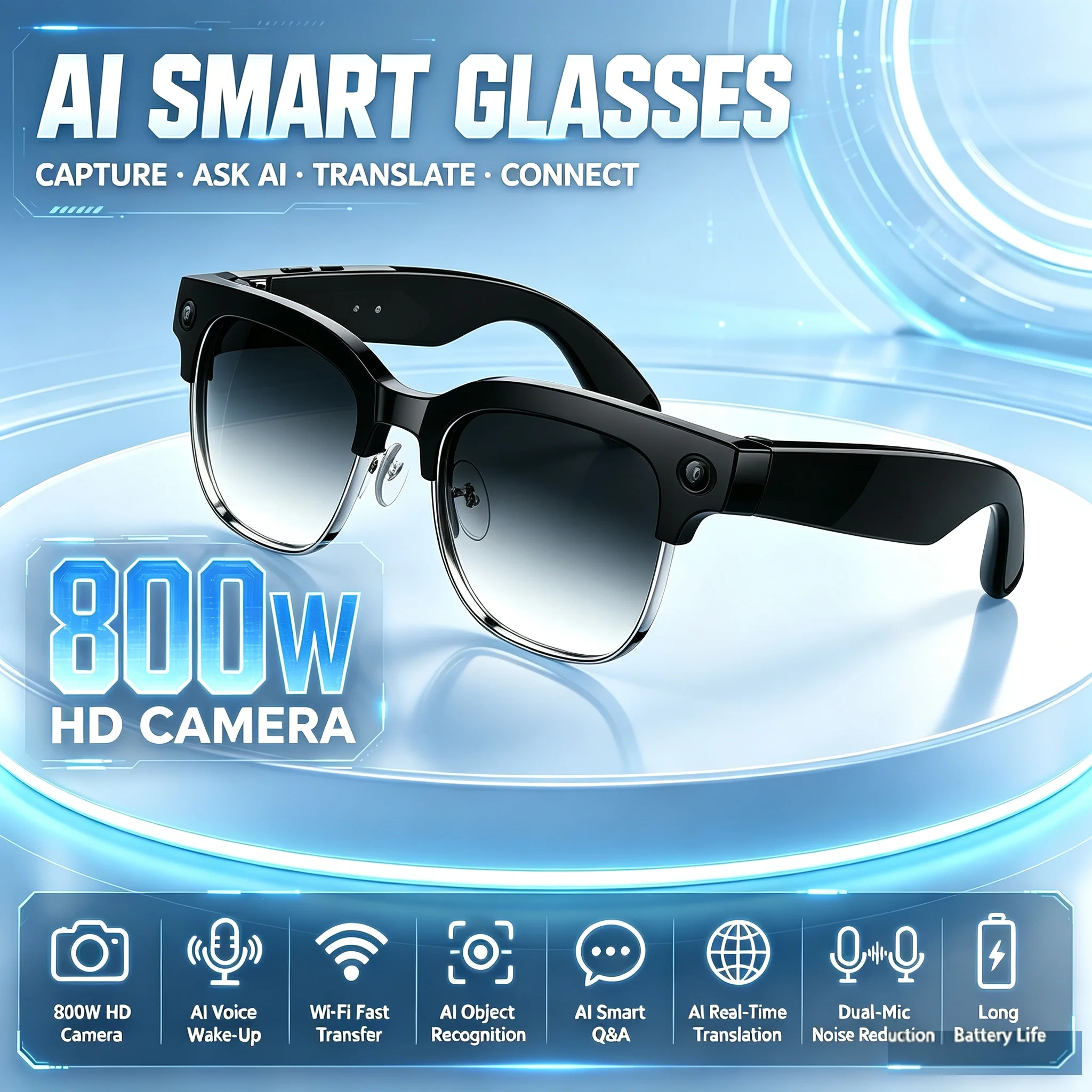 Bltouch - KI-Smart-Brille mit Sprachaktivierung, Hey-Lens, Objekterkennung, Touch-Steuerung,